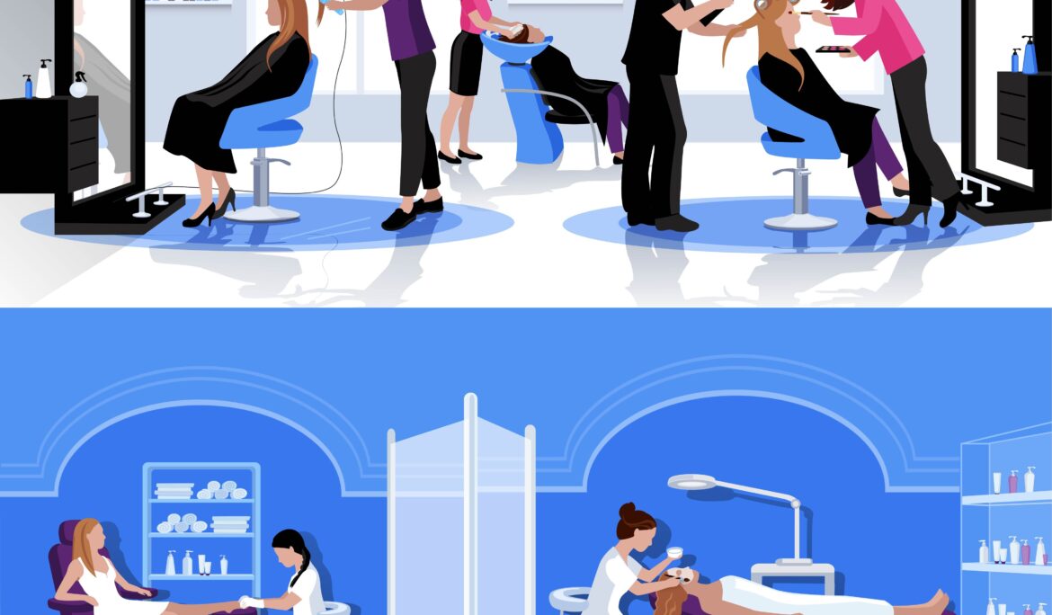 Modern Dubai salon design ideas | Bright open-plan modern salon in Dubai with large vertical mirrors
