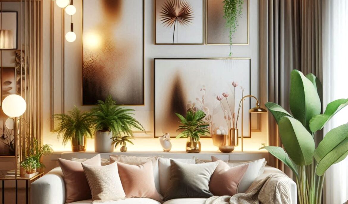 Dubai elegant modern living room | Warm elegant living room with cream low-profile sofa