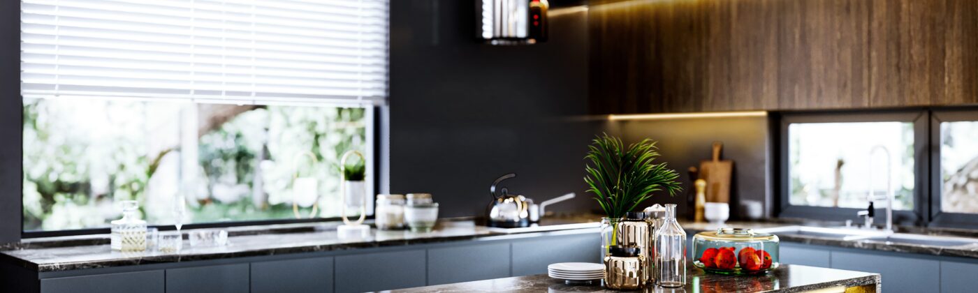 Dubai Modern Dark Kitchen Design — Sleek Marble Island Ideas