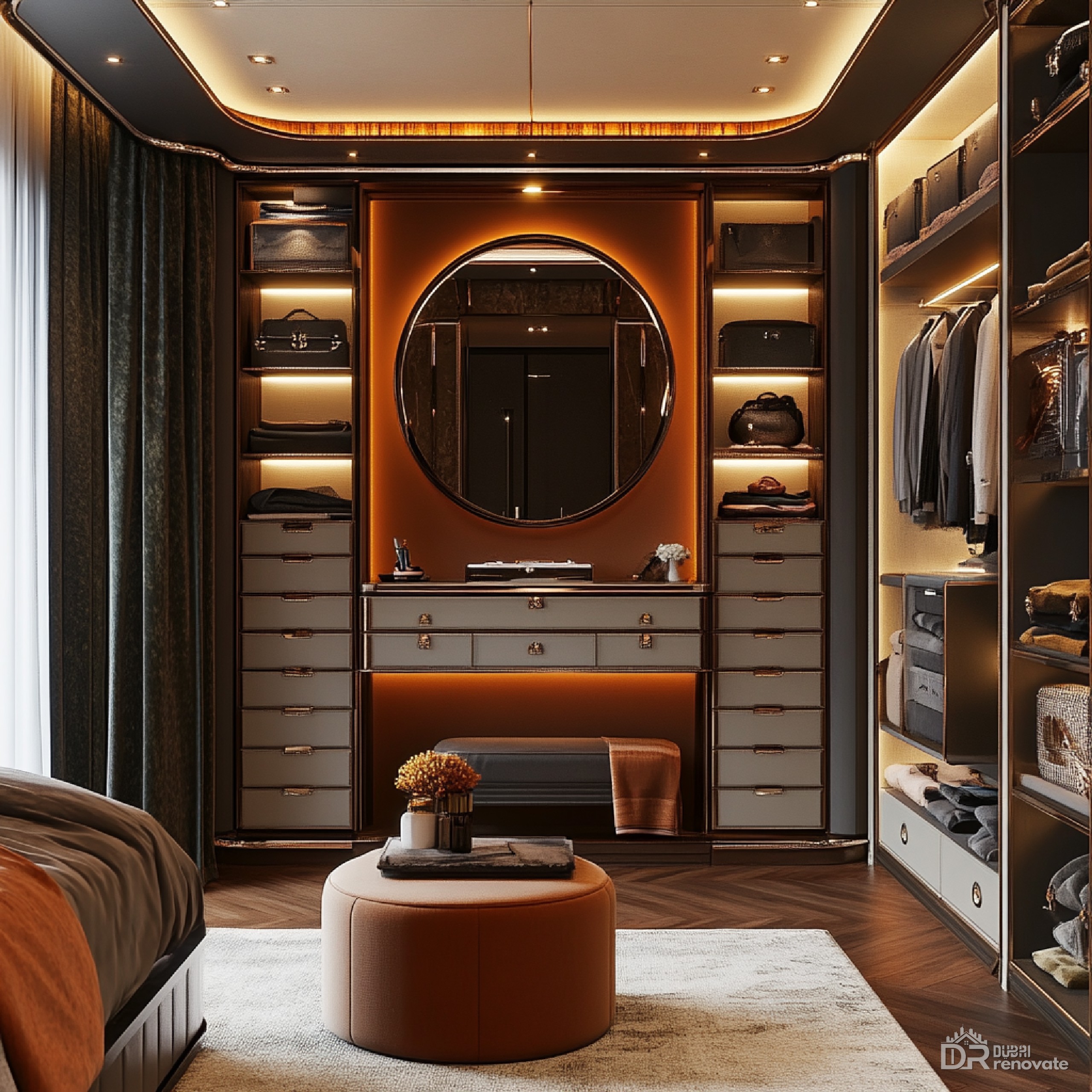 Dubai Art Deco Dressing Room Ideas | Luxury Dressing Room Design in Dubai