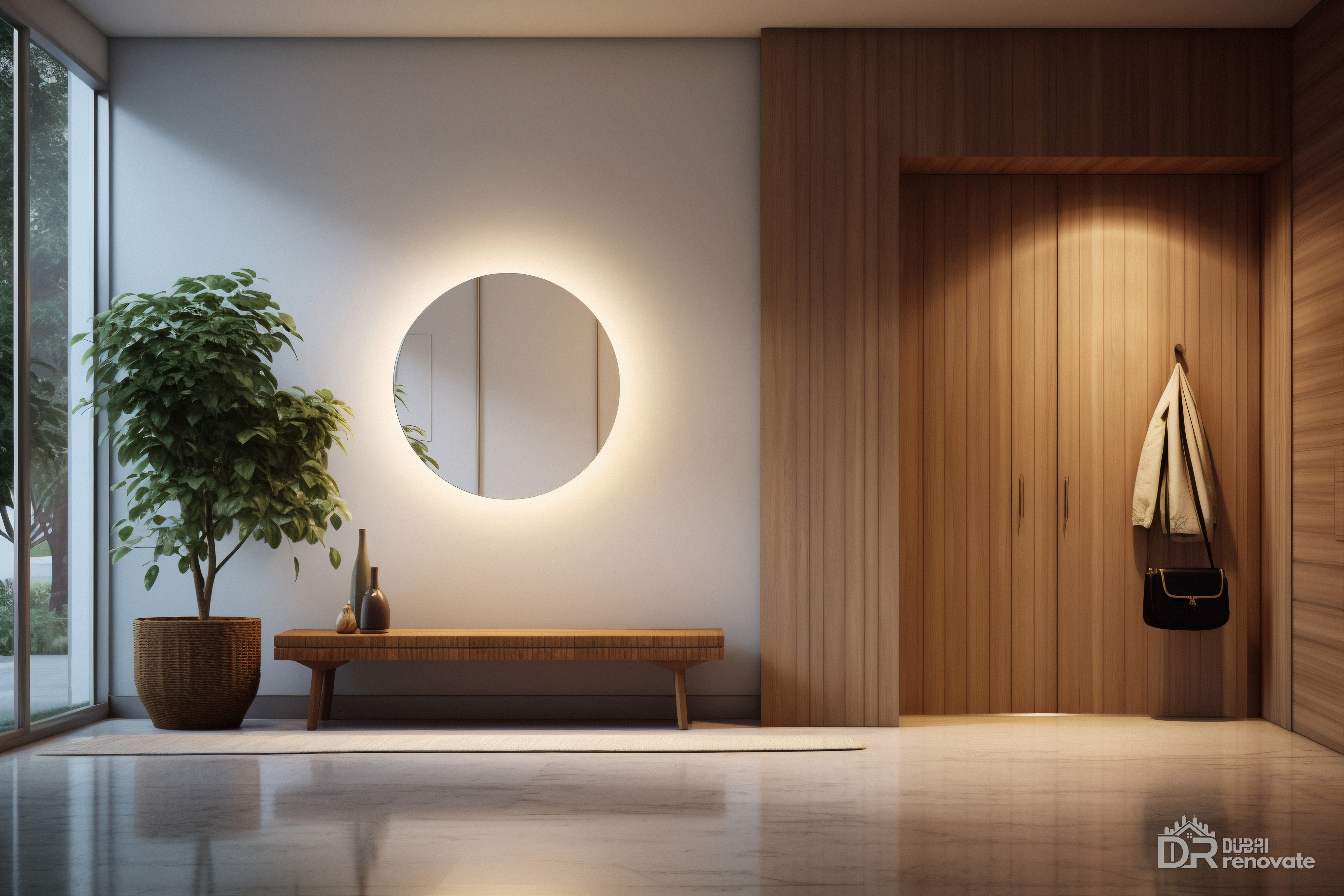 Dubai modern minimalist entryway Round backlit — 7 Stunning Entry Ideas