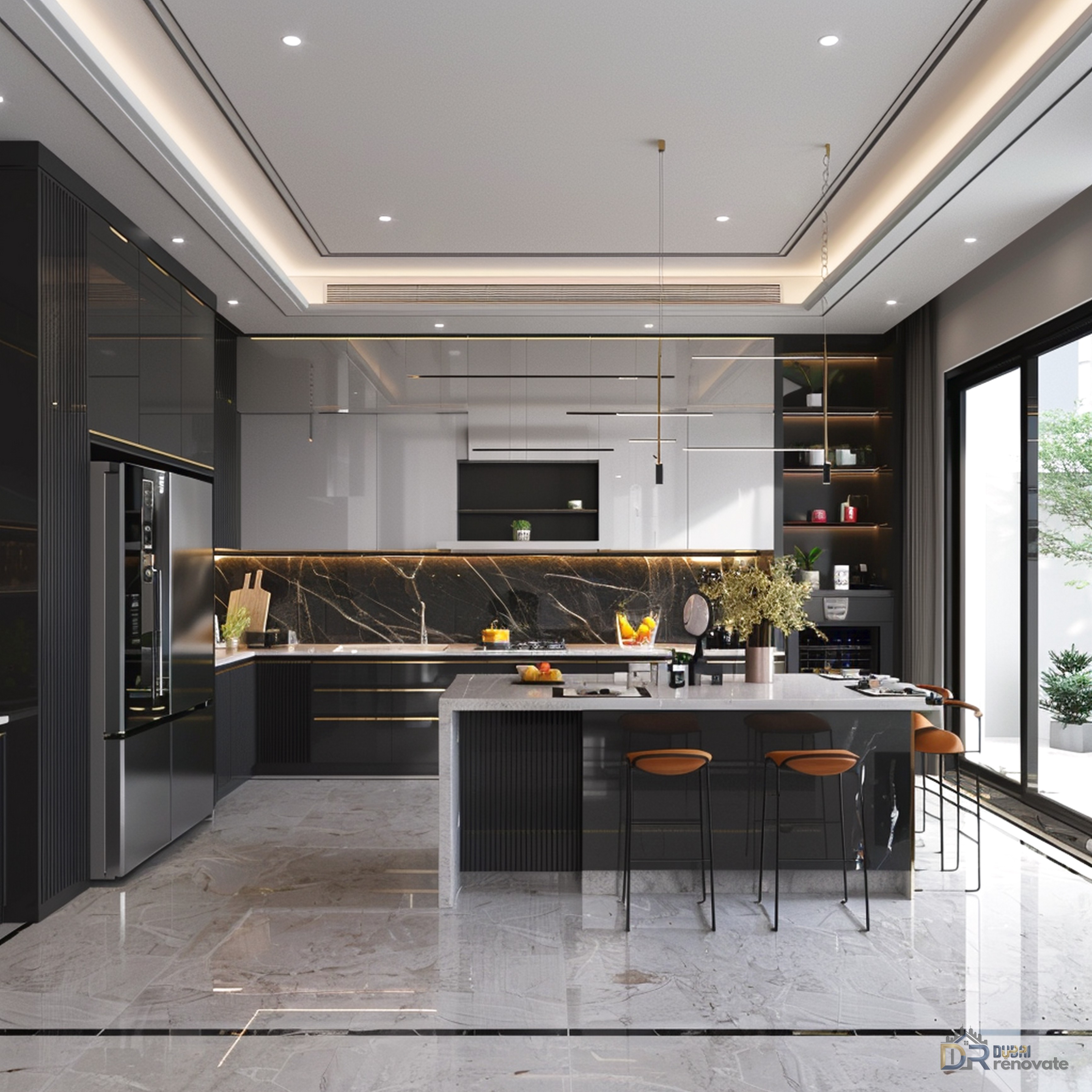 Dubai luxury modern kitchen design waterfall marble: 7 Stunning ...