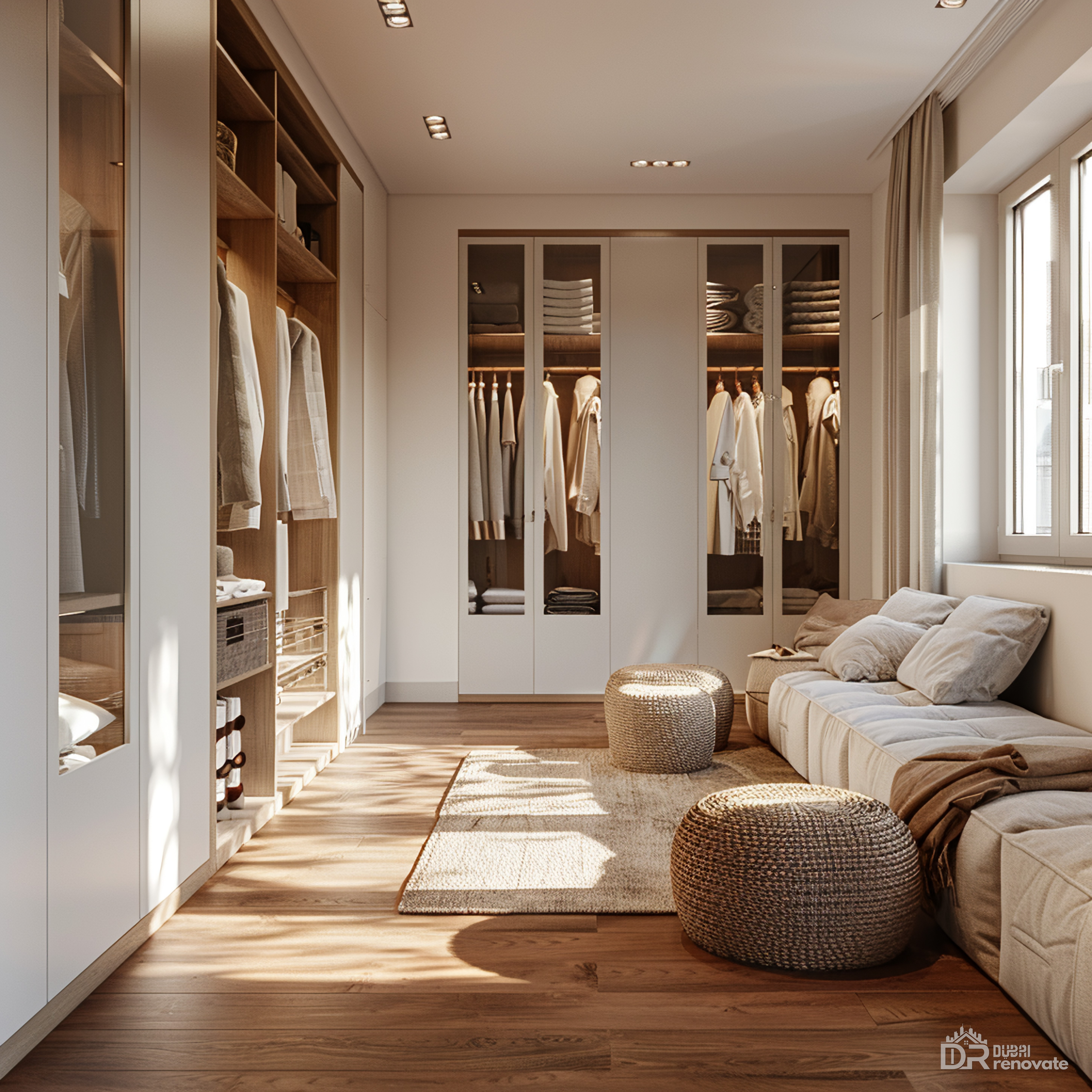 Modern Neutral Walk Closet Dubai Design Ideas | DubaiRenovate